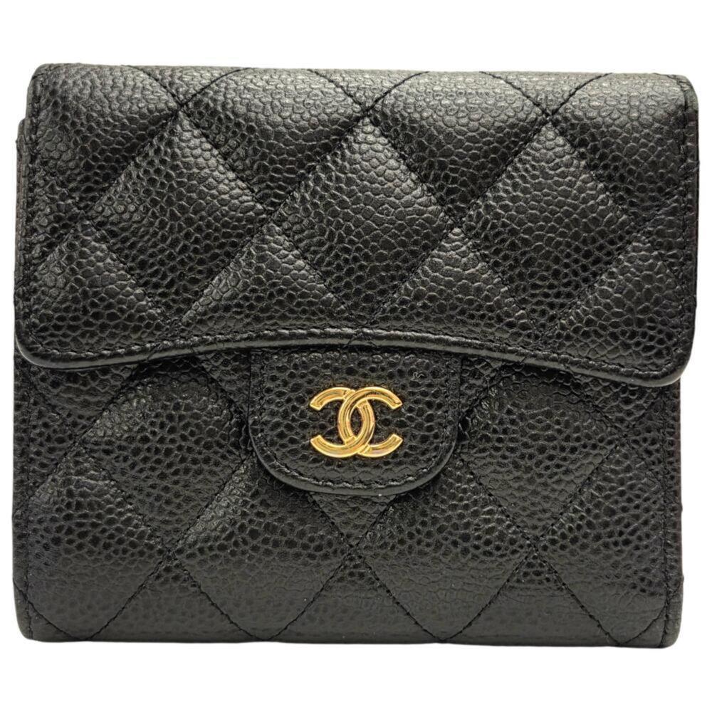 CHANEL Classic Flap Small Wallet, Series 24, Bi-fold AP0231, Caviar Leather, ...